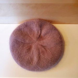 Lilac Angora Winter Knit Beret Purple Pastel Mauve